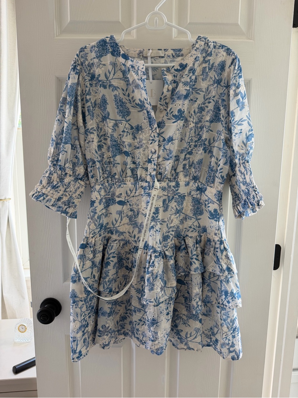 Vita Grace - Emily Cotton Tiered Dress | Blue Mix - Picture 5 of 10